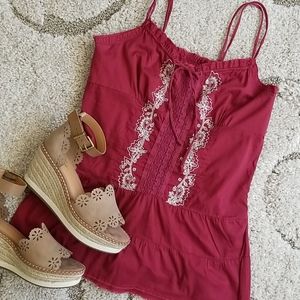 Vintage Burgandy Bohemian Top